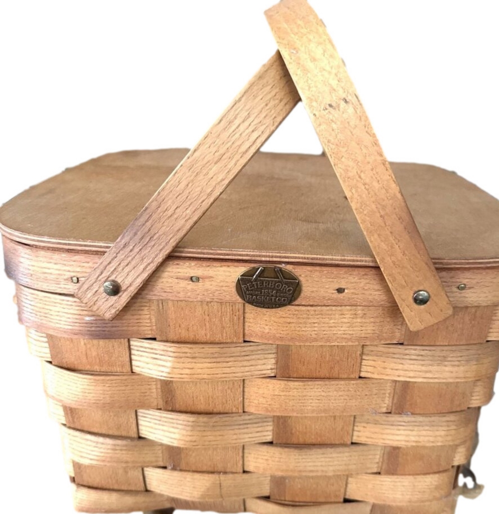 Peterboro Basket Co. Picnic Basket with Lid 13x13x8”